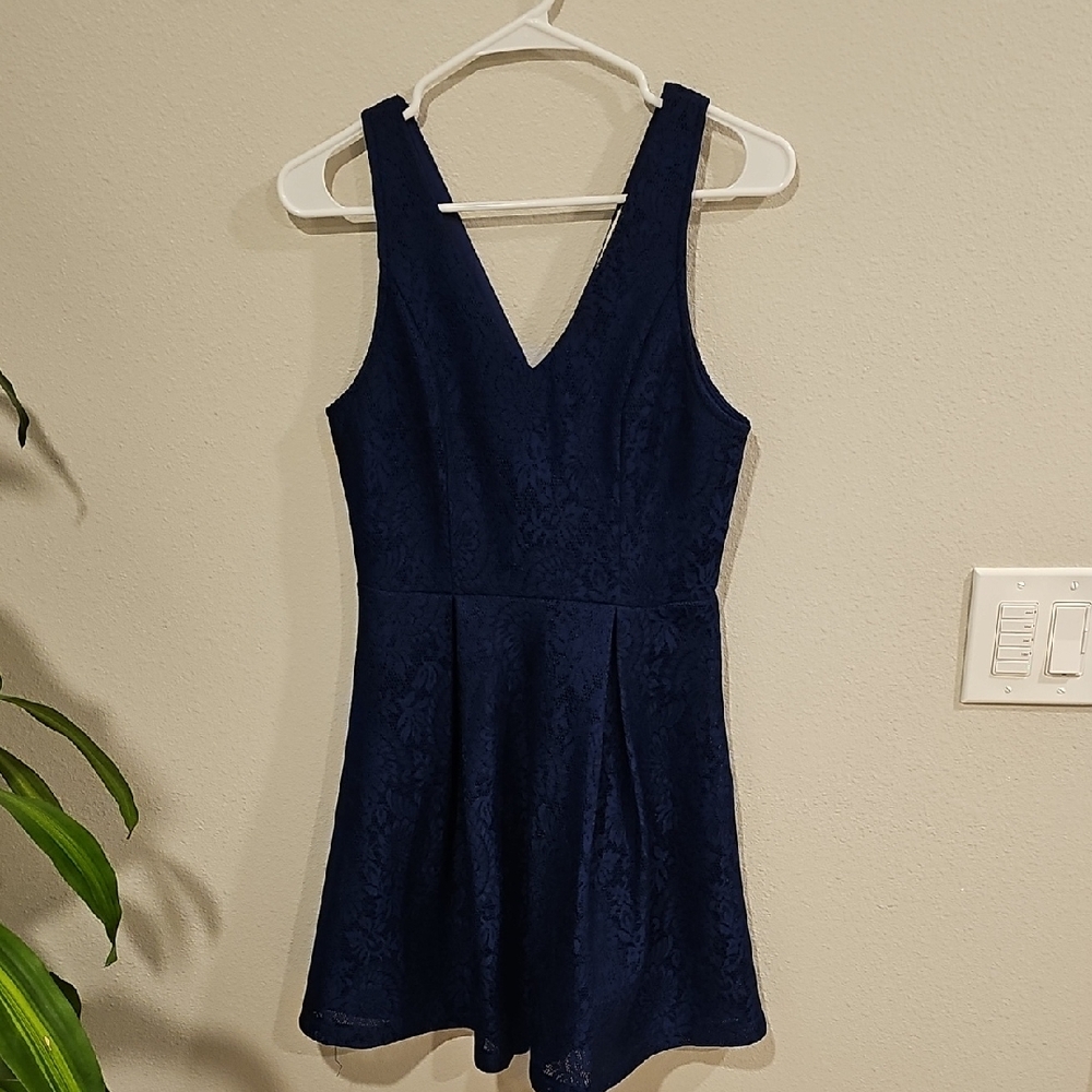 Francesca's Collections Navy Lace Detail Dress